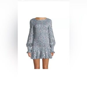 LoveShackFancy Blue Ruffled Off-Shoulder Sundress